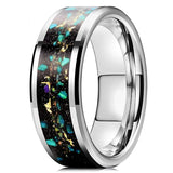 8MM Men Galaxy Tungsten Carbide Opal Meteorites Ring Wedding Band