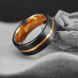 8mm Groove Beveled Edge Stainless Steel Carbon Fibre Ring