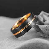 8mm Groove Beveled Edge Stainless Steel Carbon Fibre Ring