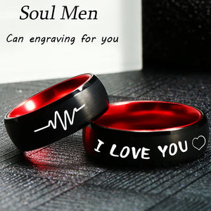 8mm Tungsten Carbide Couple Ring & Red Wedding Band Engrave Your Name