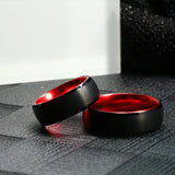8mm Tungsten Carbide Couple Ring & Red Wedding Band Engrave Your Name