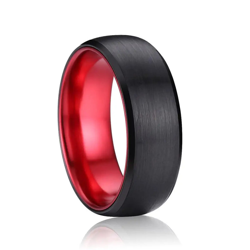 8mm Tungsten Carbide Couple Ring & Red Wedding Band Engrave Your Name