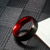 8mm Tungsten Carbide Couple Ring & Red Wedding Band Engrave Your Name