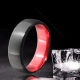 8mm Tungsten Carbide Couple Ring & Red Wedding Band Engrave Your Name