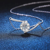 925 Silver 0.5ct D Moissanite Pendant Geometric Necklace