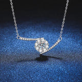 925 Silver 0.5ct D Moissanite Pendant Geometric Necklace