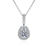 925 Silver 1CT Moissanite Water Drop Pendant Necklace D VVS1