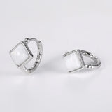 925 Silver Moonstone Hoop Earrings for Women Wedding Party