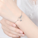 925 Silver Double Circle Geometric Charm Bracelet for Women