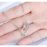 925 Silver Double Circle Geometric Charm Bracelet for Women