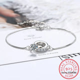 925 Silver Heart Double Circle Charm Bracelet for Women