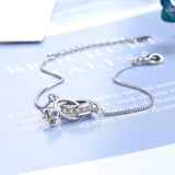 925 Silver Heart Double Circle Charm Bracelet for Women