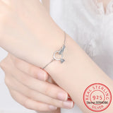 925 Silver Heart Double Circle Charm Bracelet for Women