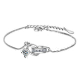 925 Silver Double Circle Geometric Charm Bracelet for Women