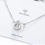 925 Silver Double Circle Geometric Charm Bracelet for Women