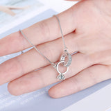 925 Silver Heart Double Circle Charm Bracelet for Women