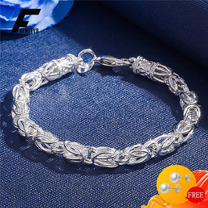 925 Silver Jewelry Men Bracelet Male Couple Bracelets Gift Accessory