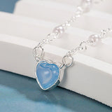 925 Silver Necklace Pearl Heart Pendant for Women Wedding Party