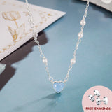 925 Silver Necklace Pearl Heart Pendant for Women Wedding Party