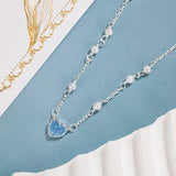 925 Silver Necklace Pearl Heart Pendant for Women Wedding Party
