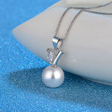 925 Silver Necklace with Pearl Zircon Gemstone Pendant
