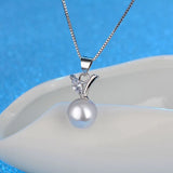 925 Silver Necklace with Pearl Zircon Gemstone Pendant