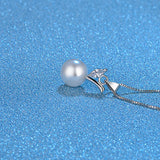925 Silver Necklace with Pearl Zircon Gemstone Pendant