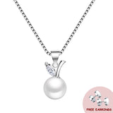 925 Silver Necklace with Pearl Zircon Gemstone Pendant