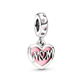 925 Silver Mother's Love Snake Bracelet Set with Diamonds - Pink Dreamy Gift