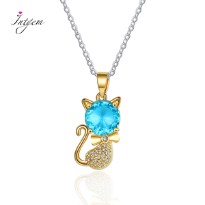 925 Silver Cat Zircon Pendant Necklace for Women