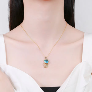 925 Silver Cat Zircon Pendant Necklace for Women