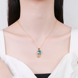 925 Silver Cat Zircon Pendant Necklace for Women
