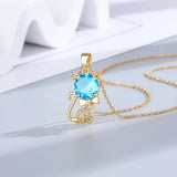 925 Silver Cat Zircon Pendant Necklace for Women