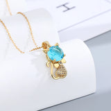 925 Silver Cat Zircon Pendant Necklace for Women