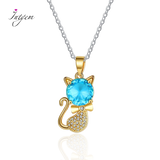 925 Silver Cat Zircon Pendant Necklace for Women