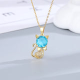 925 Silver Cat Zircon Pendant Necklace for Women
