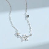 925 Silver Plated Zircon Stars Necklace for Women