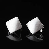 925 Silver Square Brushed Clip Earrings for Women