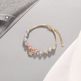 Moonstone Star Moon Chain Bracelet 925 Silver Women Jewelry