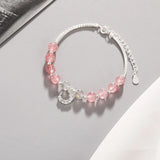 Moonstone Star Moon Chain Bracelet 925 Silver Women Jewelry