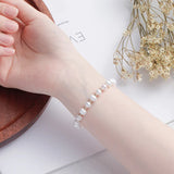 925 Silver Bracelet with Freshwater Pearl Zircon Moon Star