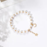 925 Silver Bracelet with Freshwater Pearl Zircon Moon Star