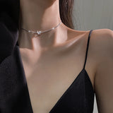 925 Silver Butterfly Choker Necklaces For Women NK117