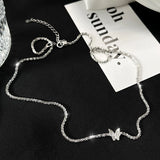 925 Silver Butterfly Choker Necklaces For Women NK117