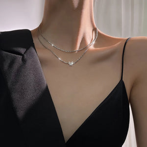925 Silver Butterfly Choker Necklaces For Women NK117
