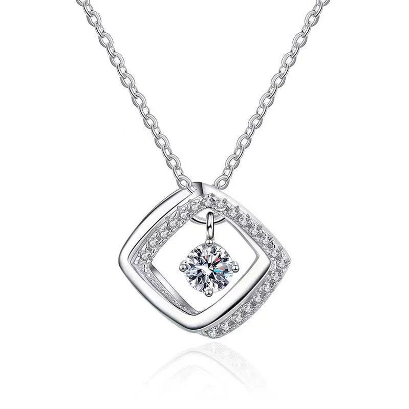 925 Silver 0.3ct Moissanite Necklace Geometric Style