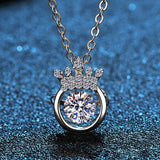 925 Silver 0.5Ct D Moissanite Crown Pendant Necklace Women Valentine Gift