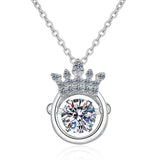 925 Silver 0.5Ct D Moissanite Crown Pendant Necklace Women Valentine Gift