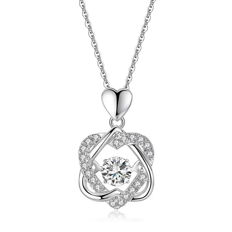 925 Silver 0.5ct VVS1 Moissanite Heart Necklace Plated Pass Diamond Tester