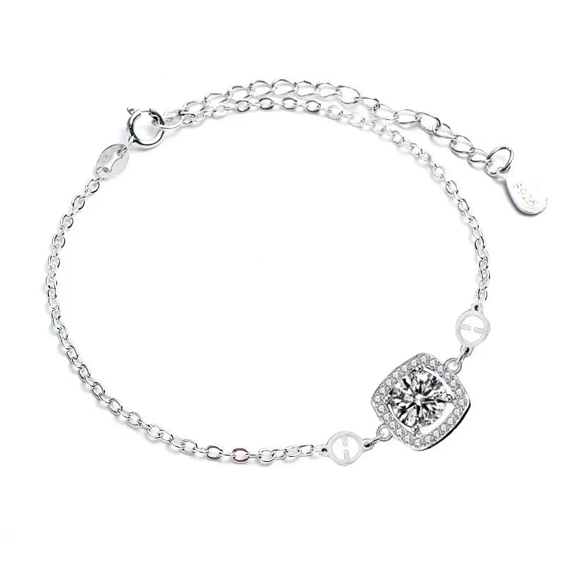 925 Silver 0.5ct D VVS1 Square Moissanite Bracelet for Women